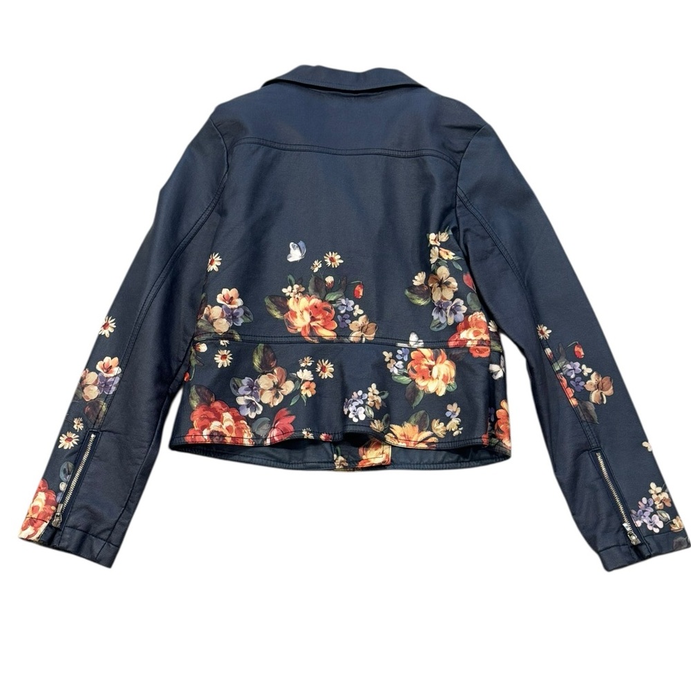 MAYORAL***Floral Navy Pleather Jacket***Size 14 EUC - Picture 3 of 4